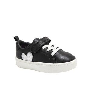 Carter's Black White Glitter Heart Accent Adjustable Strap Sneaker Girls Size 6